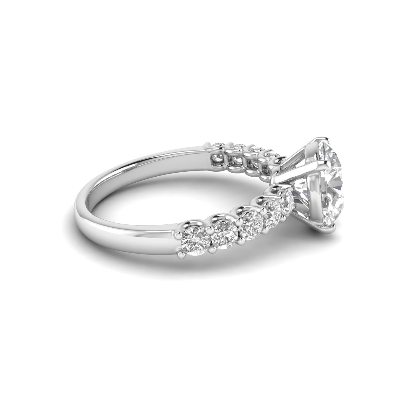 White Gold Studded 2.58 Carat Lab Grown Diamond Ring-G Color VVS2 Clarity.